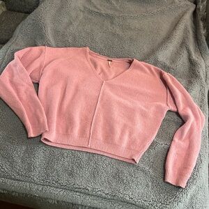 Pink V-Neck Women's Sweater